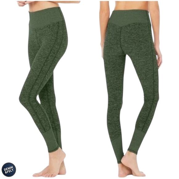 Alo Yoga Seamless Leggings Green Heathered High Waist Sculpt Fit Size Small - Picture 1 of 13